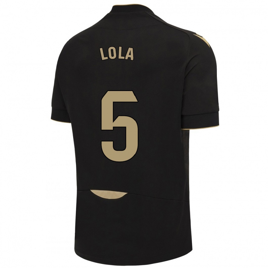 Mujer Fútbol Camiseta María Dolores Morón Cebada #5 Negro 2ª Equipación 2023/24 Perú