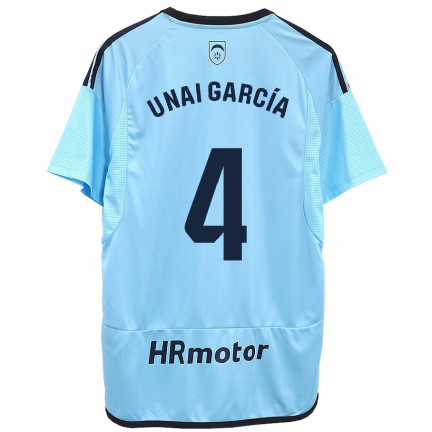 Mujer Fútbol Camiseta Unai García #4 Azul 2ª Equipación 2023/24 Perú