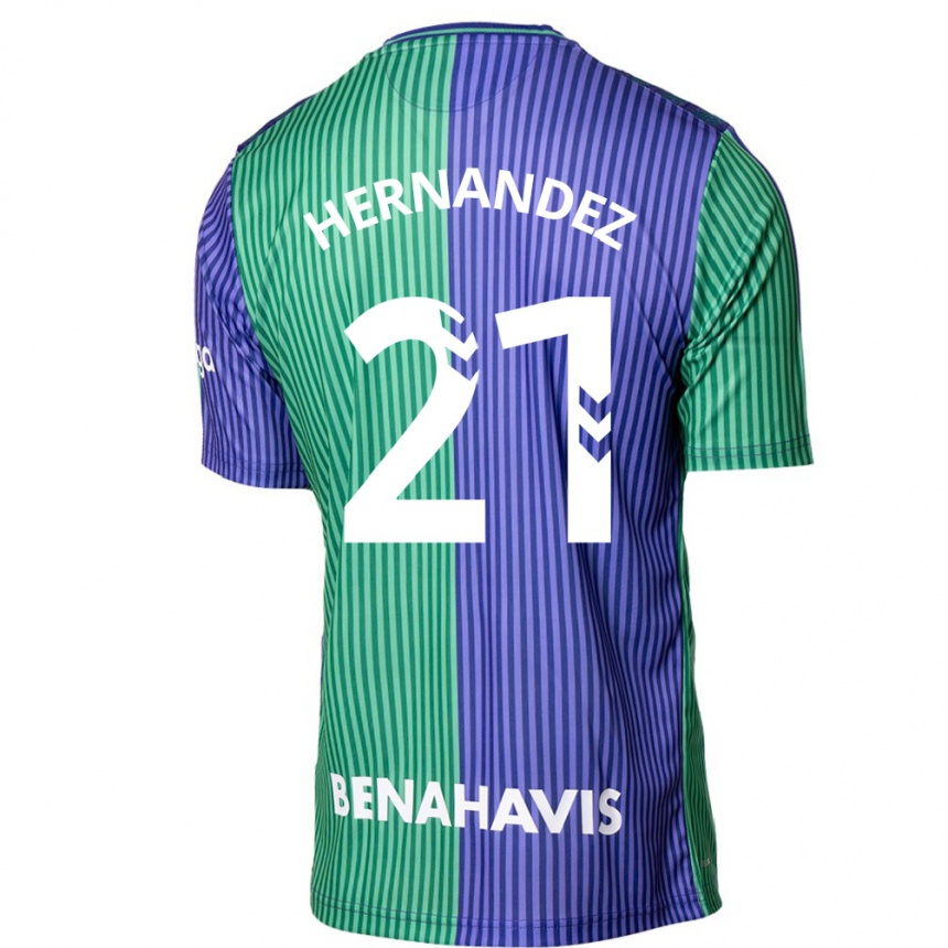 Mujer Fútbol Camiseta Juan Hernández #21 Verde Azul 2ª Equipación 2023/24 Perú