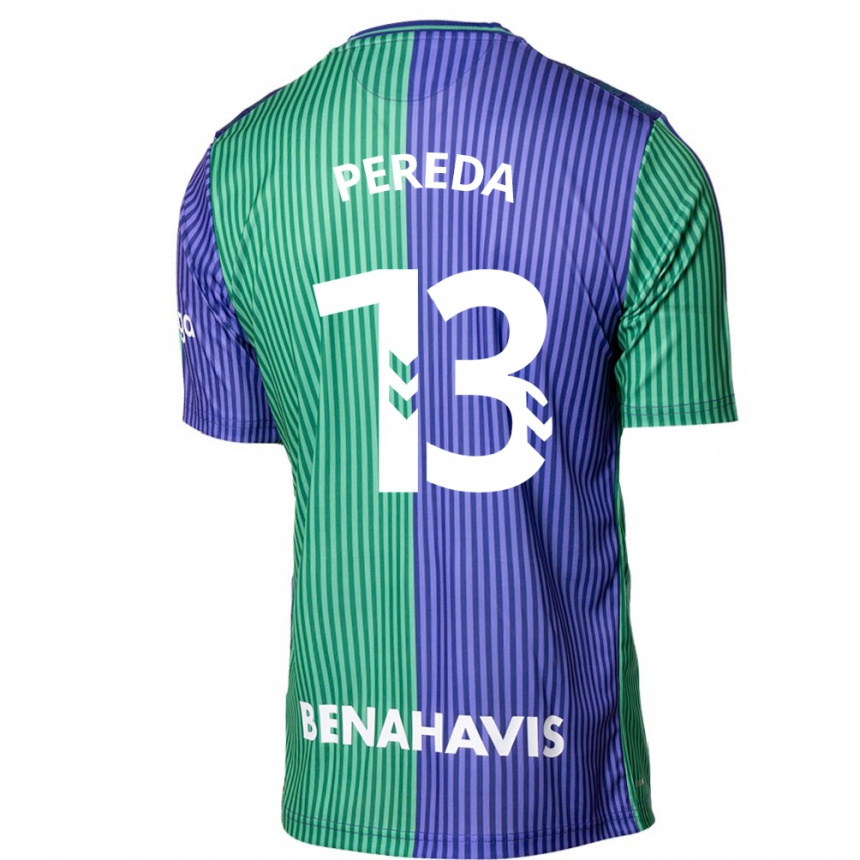 Mujer Fútbol Camiseta Adrián Pereda #13 Verde Azul 2ª Equipación 2023/24 Perú