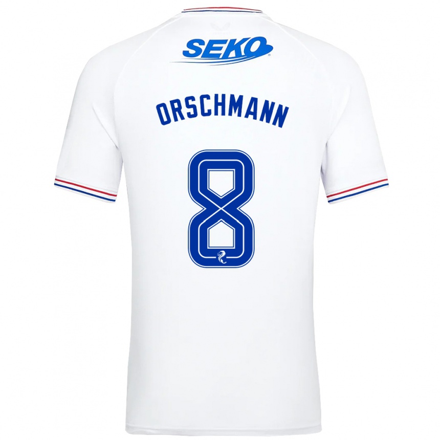 Mujer Fútbol Camiseta Dina Orschmann #8 Blanco 2ª Equipación 2023/24 Perú