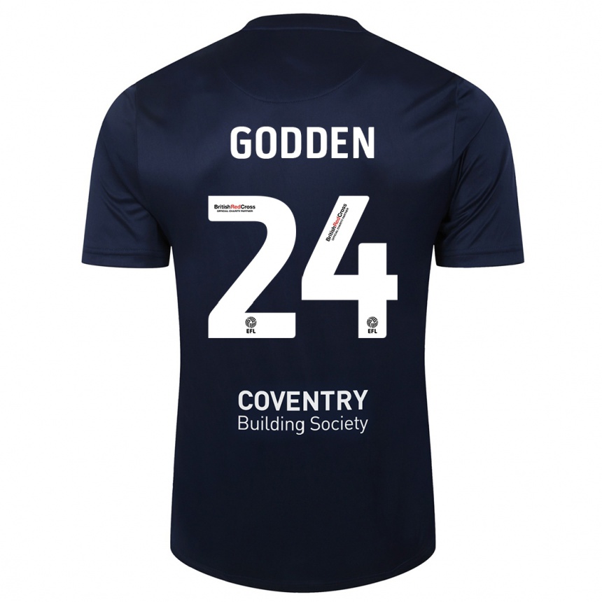 Mujer Fútbol Camiseta Matt Godden #24 Rojo Azul Marino 2ª Equipación 2023/24 Perú