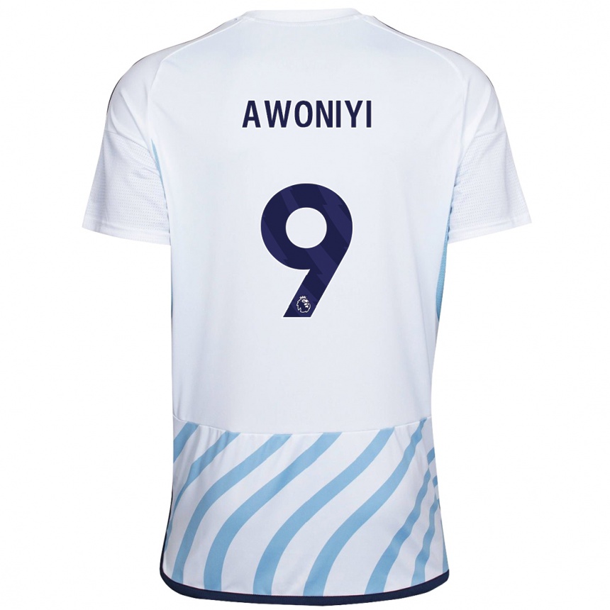 Mujer Fútbol Camiseta Taiwo Awoniyi #9 Blanco Azul 2ª Equipación 2023/24 Perú