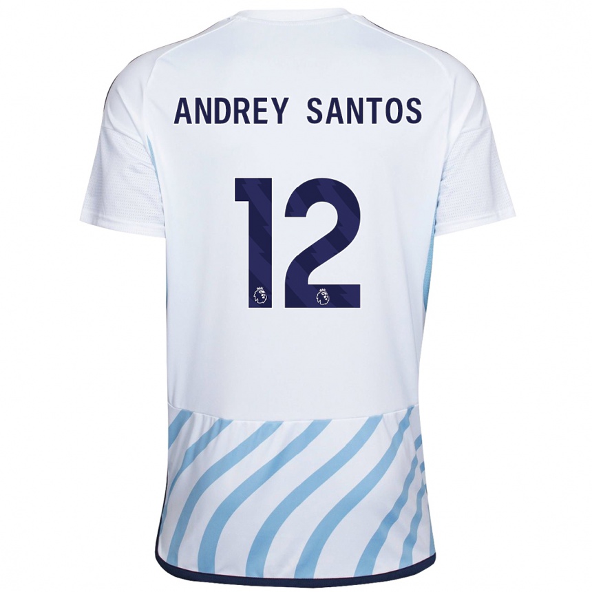 Mujer Fútbol Camiseta Andrey Santos #12 Blanco Azul 2ª Equipación 2023/24 Perú