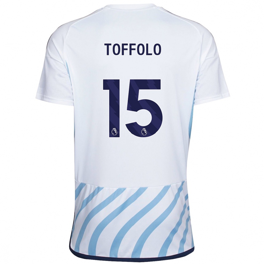 Mujer Fútbol Camiseta Harry Toffolo #15 Blanco Azul 2ª Equipación 2023/24 Perú