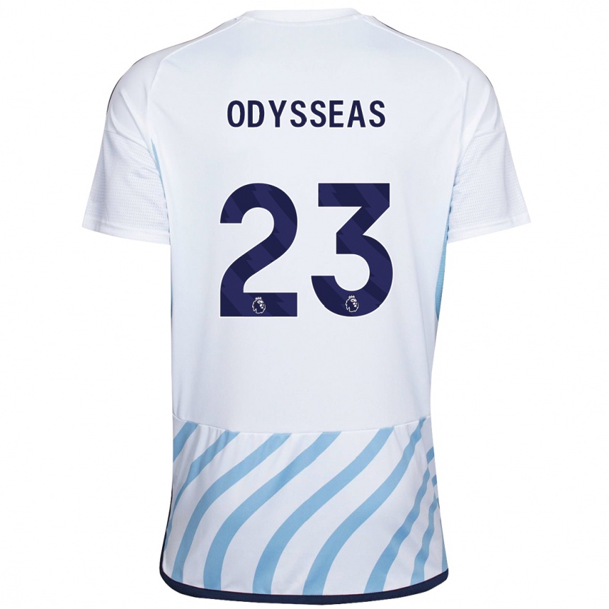 Mujer Fútbol Camiseta Odysseas Vlachodimos #23 Blanco Azul 2ª Equipación 2023/24 Perú