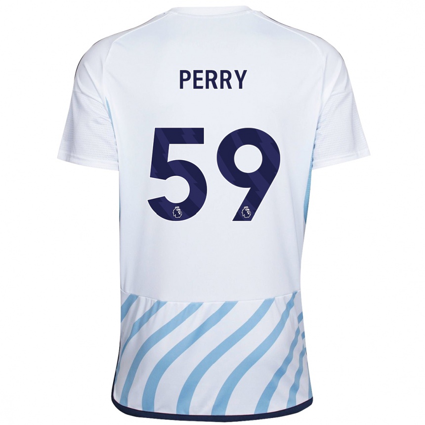 Mujer Fútbol Camiseta Ben Perry #59 Blanco Azul 2ª Equipación 2023/24 Perú