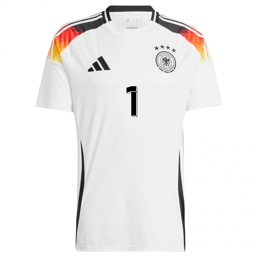 Niño Fútbol Camiseta Alemania Merle Frohms #1 Blanco 1ª Equipación 24-26 Perú