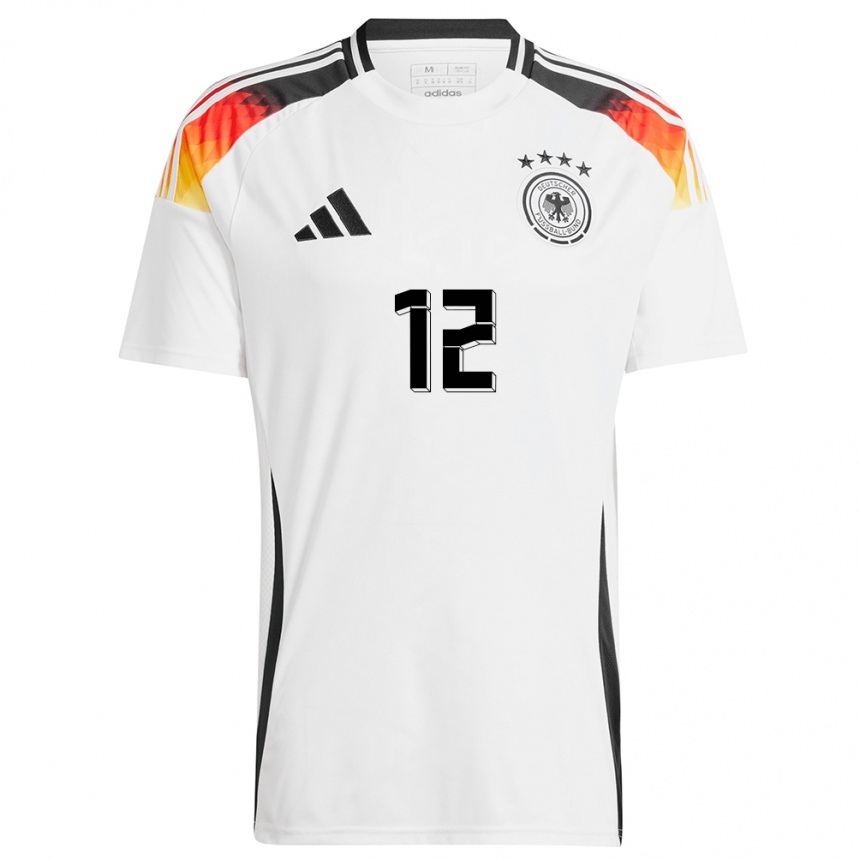 Niño Fútbol Camiseta Alemania Sara Dabritz #12 Blanco 1ª Equipación 24-26 Perú