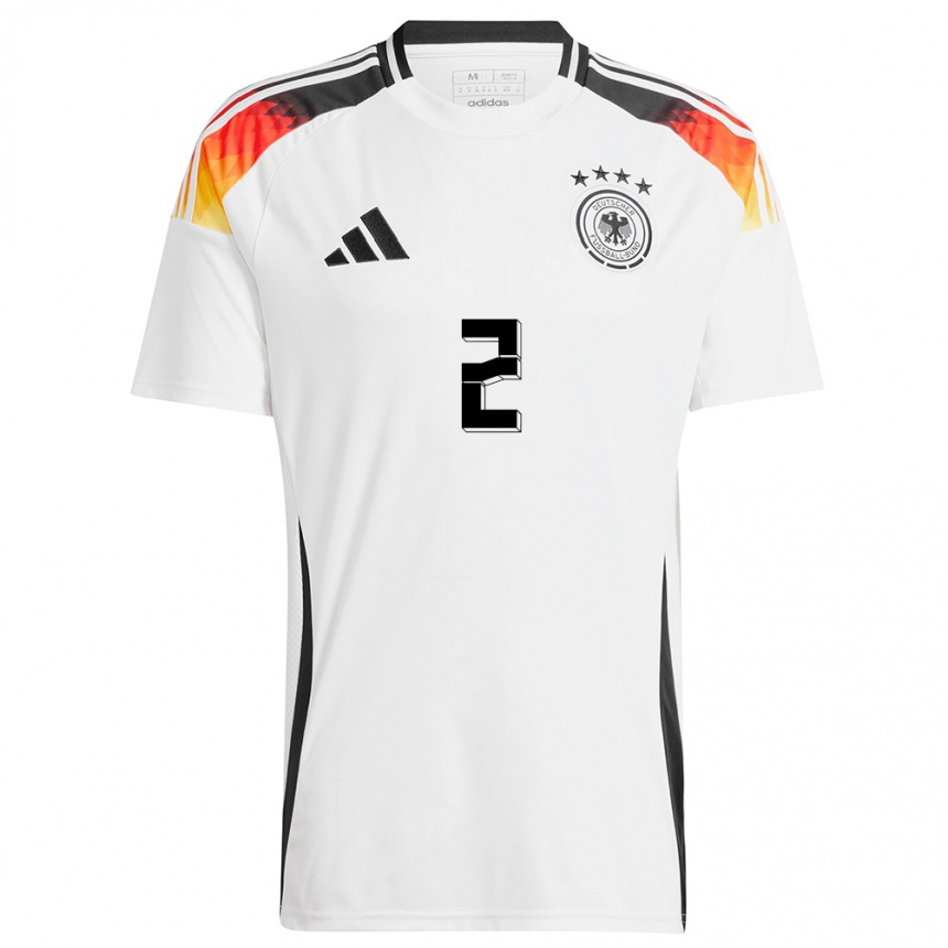 Niño Fútbol Camiseta Alemania Antonio Rudiger #2 Blanco 1ª Equipación 24-26 Perú