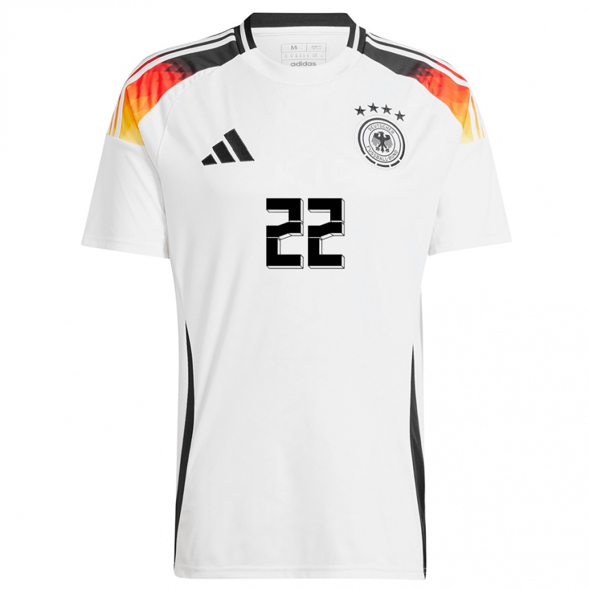 Niño Fútbol Camiseta Alemania Sarai Linder #22 Blanco 1ª Equipación 24-26 Perú