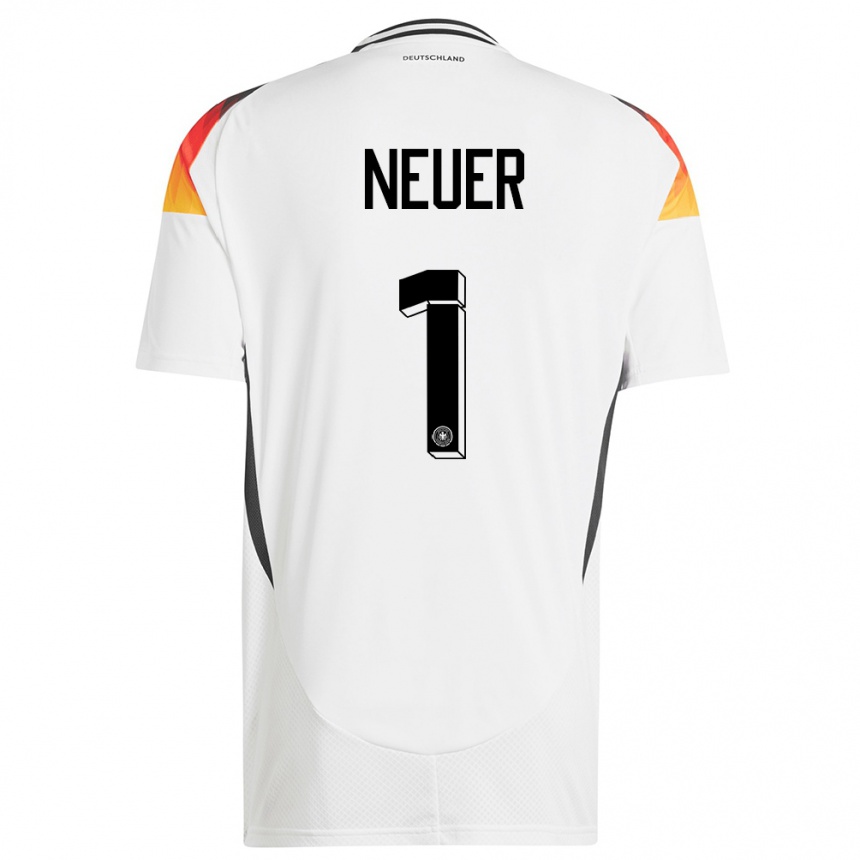 Niño Fútbol Camiseta Alemania Manuel Neuer #1 Blanco 1ª Equipación 24-26 Perú