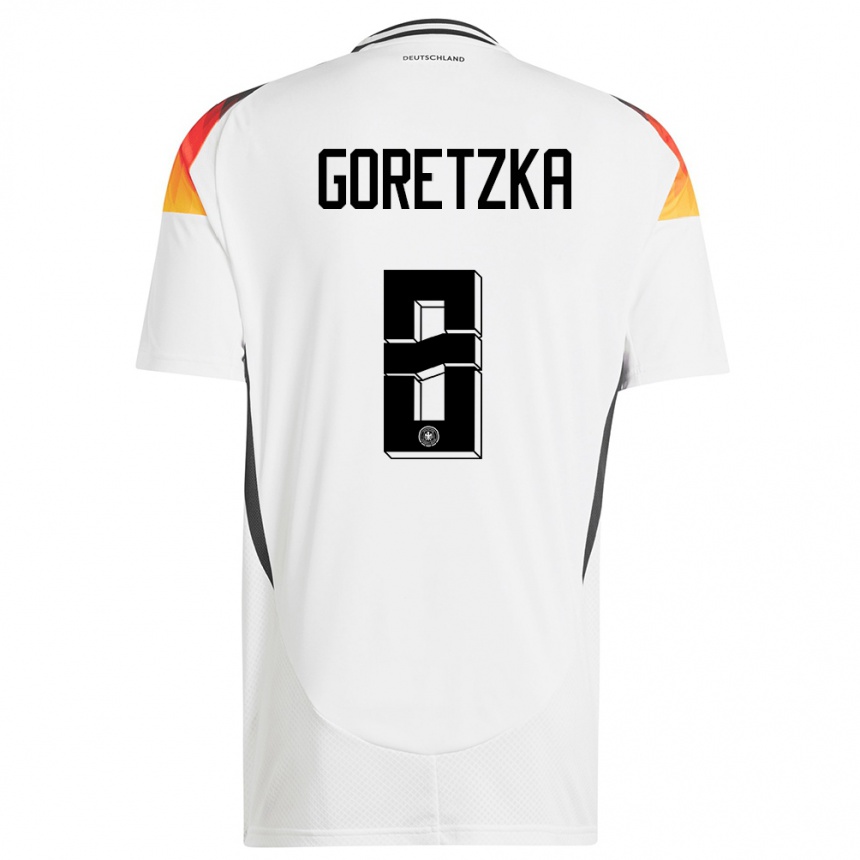 Niño Fútbol Camiseta Alemania Leon Goretzka #8 Blanco 1ª Equipación 24-26 Perú