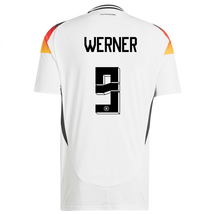 Niño Fútbol Camiseta Alemania Timo Werner #9 Blanco 1ª Equipación 24-26 Perú