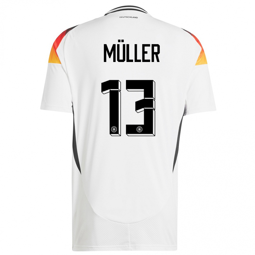 Niño Fútbol Camiseta Alemania Thomas Muller #13 Blanco 1ª Equipación 24-26 Perú