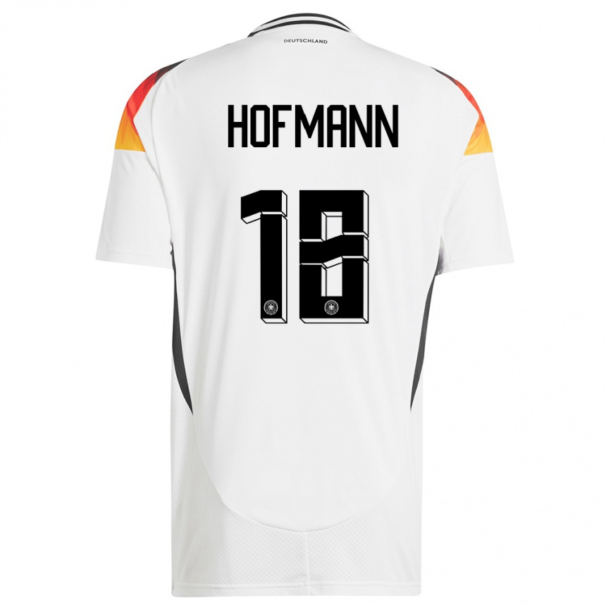 Niño Fútbol Camiseta Alemania Jonas Hofmann #18 Blanco 1ª Equipación 24-26 Perú