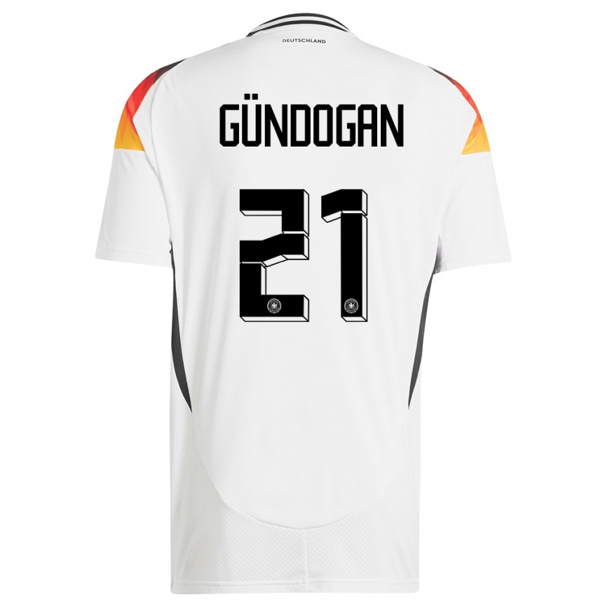 Niño Fútbol Camiseta Alemania Ilkay Gundogan #21 Blanco 1ª Equipación 24-26 Perú