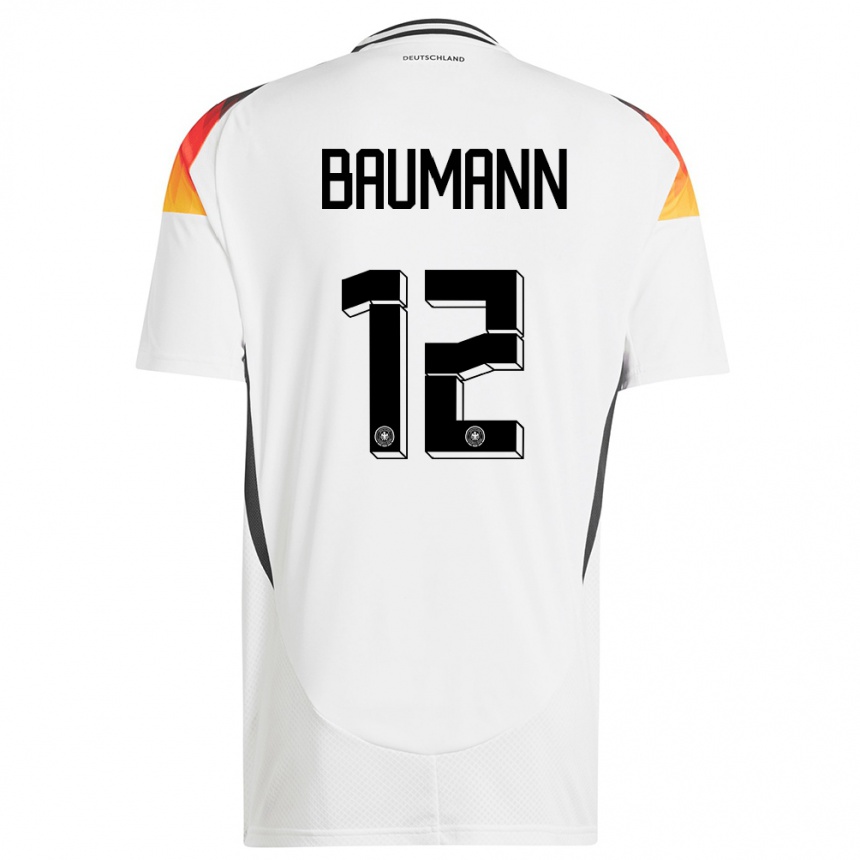 Niño Fútbol Camiseta Alemania Oliver Baumann #12 Blanco 1ª Equipación 24-26 Perú