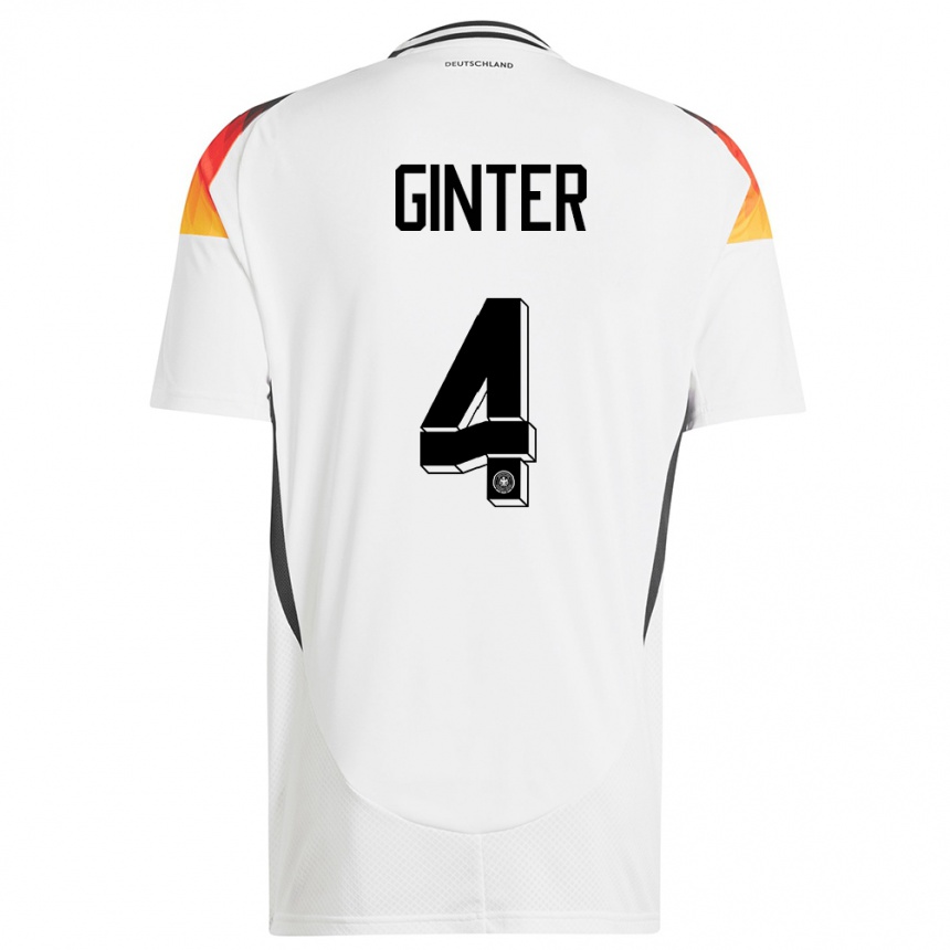 Niño Fútbol Camiseta Alemania Matthias Ginter #4 Blanco 1ª Equipación 24-26 Perú