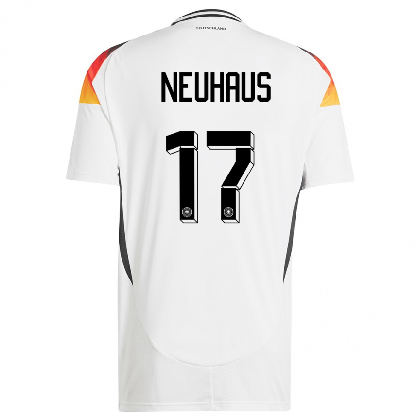 Niño Fútbol Camiseta Alemania Florian Neuhaus #17 Blanco 1ª Equipación 24-26 Perú