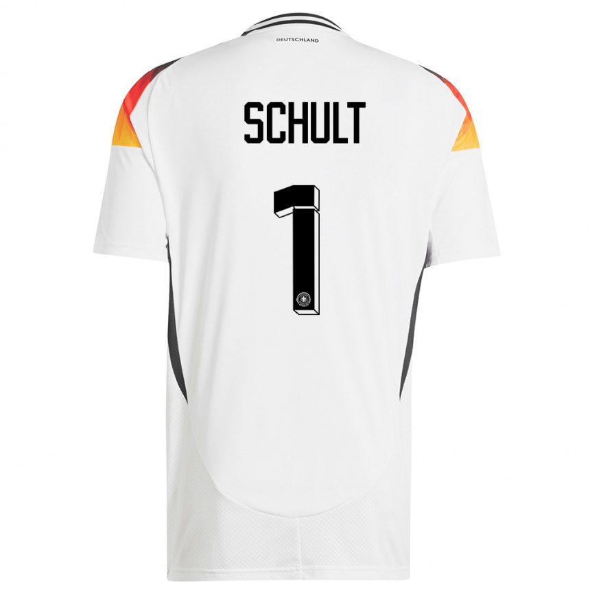 Niño Fútbol Camiseta Alemania Almuth Schult #1 Blanco 1ª Equipación 24-26 Perú