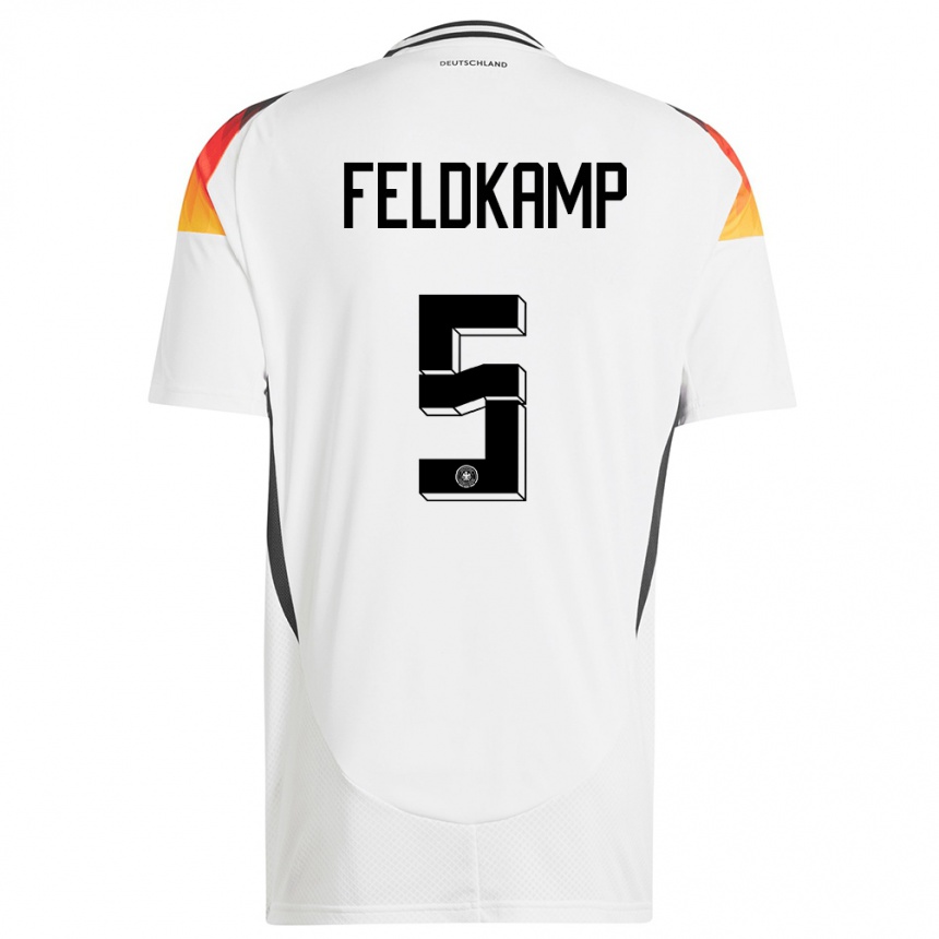 Niño Fútbol Camiseta Alemania Jana Feldkamp #5 Blanco 1ª Equipación 24-26 Perú