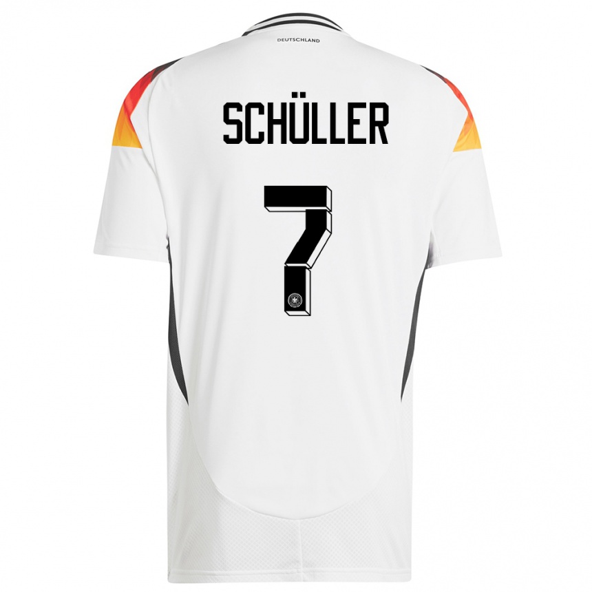 Niño Fútbol Camiseta Alemania Lea Schuller #7 Blanco 1ª Equipación 24-26 Perú