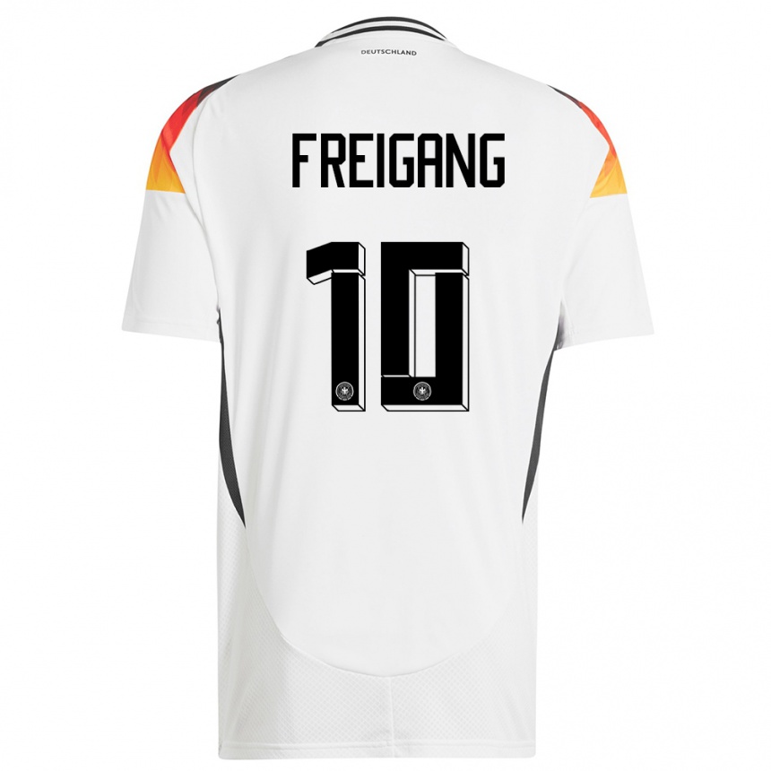 Niño Fútbol Camiseta Alemania Laura Freigang #10 Blanco 1ª Equipación 24-26 Perú