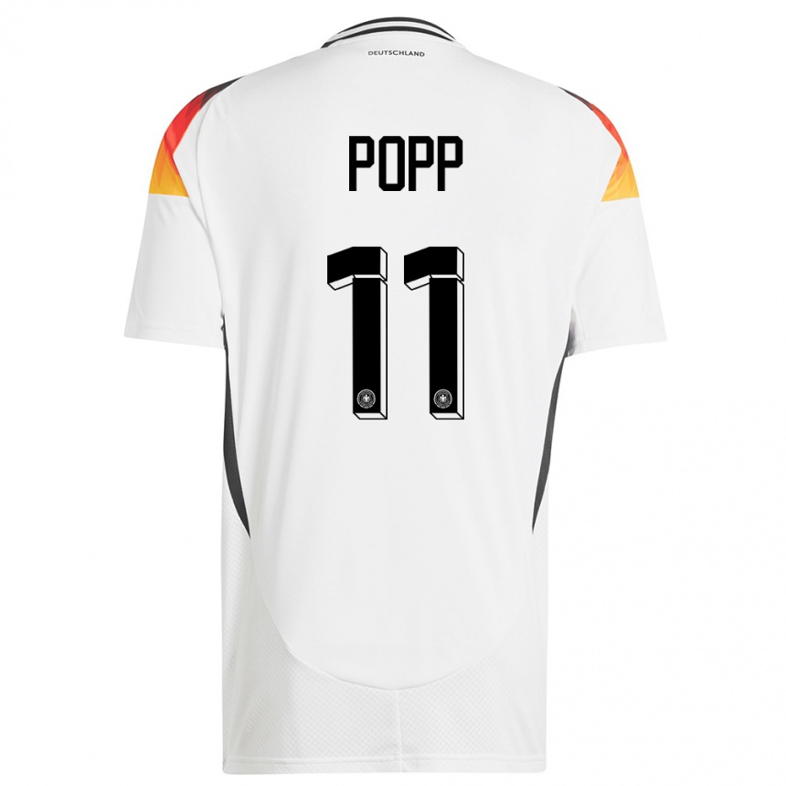 Niño Fútbol Camiseta Alemania Alexandra Popp #11 Blanco 1ª Equipación 24-26 Perú