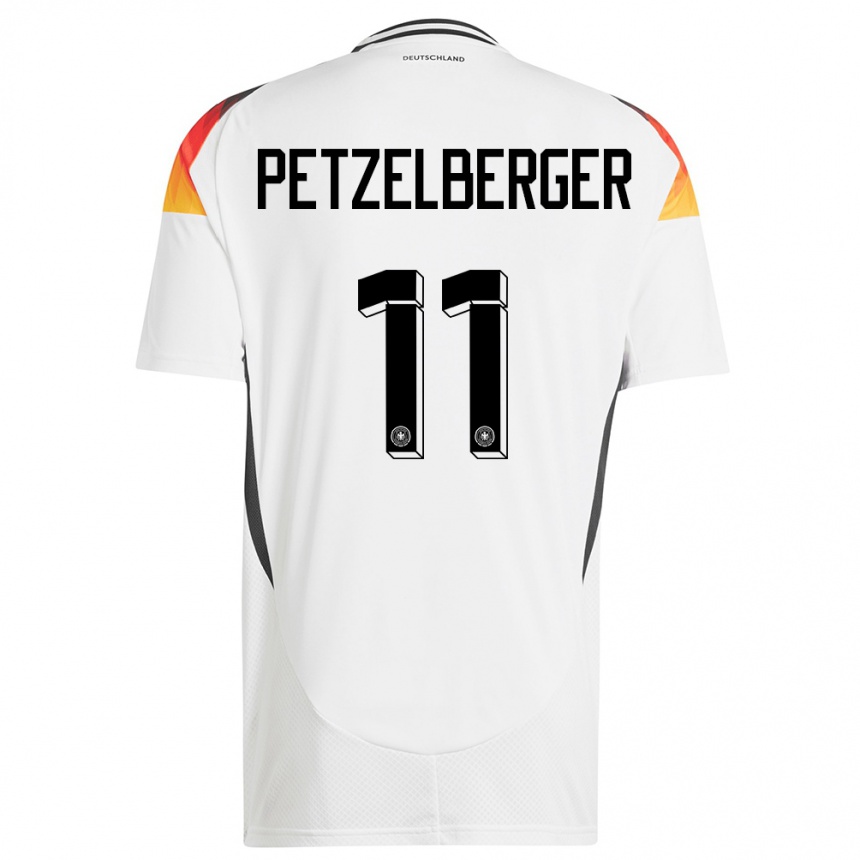 Niño Fútbol Camiseta Alemania Ramona Petzelberger #11 Blanco 1ª Equipación 24-26 Perú