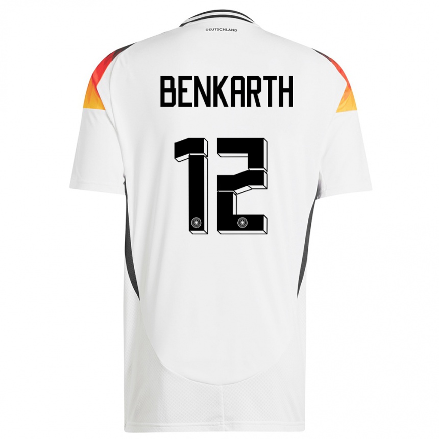 Niño Fútbol Camiseta Alemania Laura Benkarth #12 Blanco 1ª Equipación 24-26 Perú