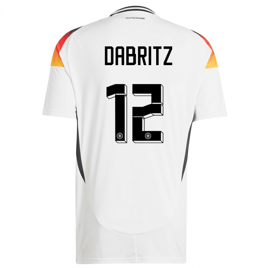 Niño Fútbol Camiseta Alemania Sara Dabritz #12 Blanco 1ª Equipación 24-26 Perú