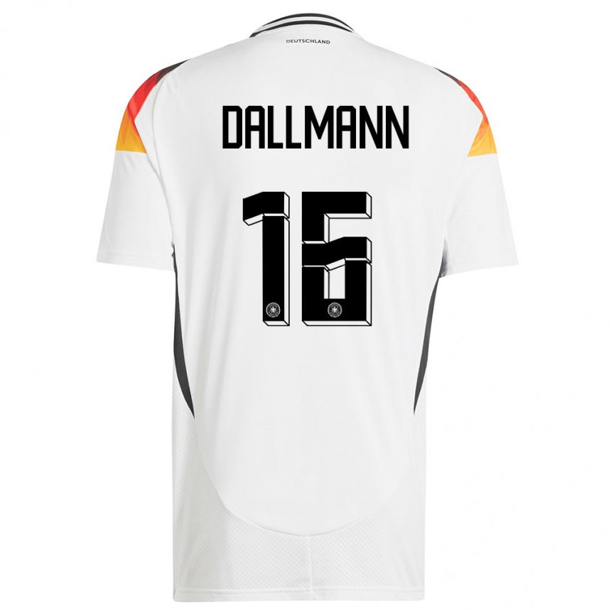 Niño Fútbol Camiseta Alemania Linda Dallmann #16 Blanco 1ª Equipación 24-26 Perú