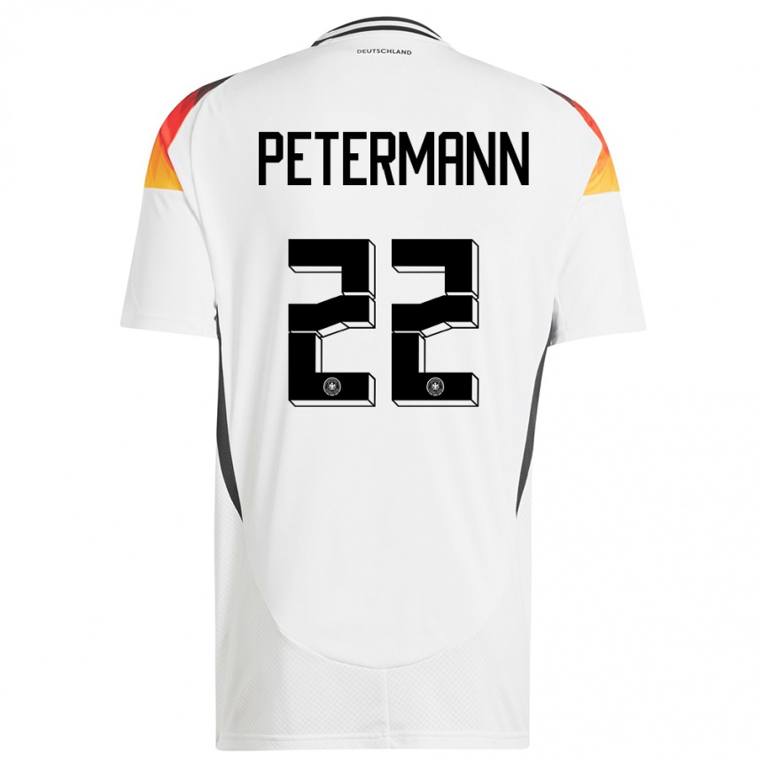 Niño Fútbol Camiseta Alemania Lena Petermann #22 Blanco 1ª Equipación 24-26 Perú