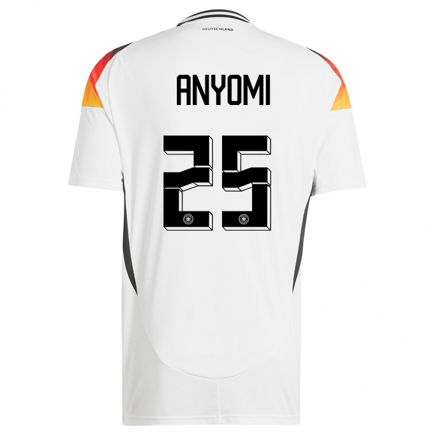 Niño Fútbol Camiseta Alemania Nicole Anyomi #25 Blanco 1ª Equipación 24-26 Perú