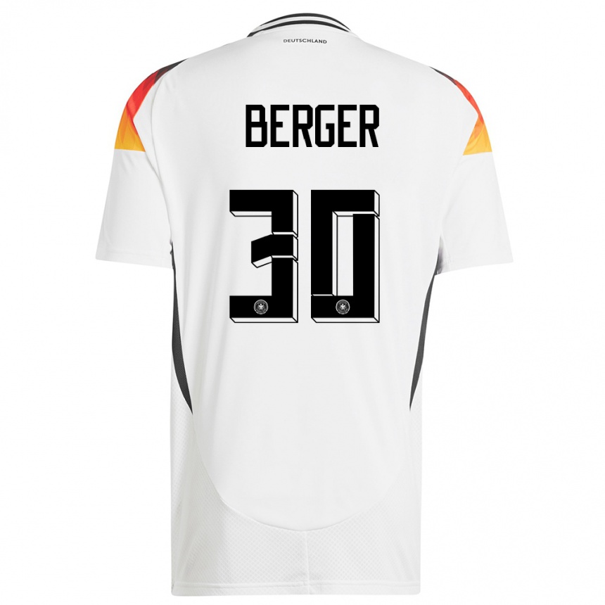 Niño Fútbol Camiseta Alemania Ann Katrin Berger #30 Blanco 1ª Equipación 24-26 Perú