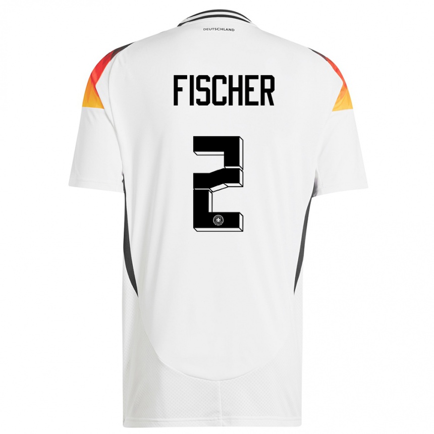 Niño Fútbol Camiseta Alemania Kilian Fischer #2 Blanco 1ª Equipación 24-26 Perú