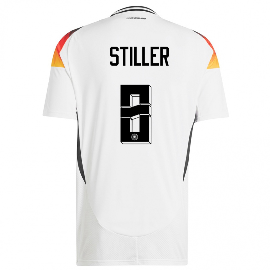 Niño Fútbol Camiseta Alemania Angelo Stiller #8 Blanco 1ª Equipación 24-26 Perú