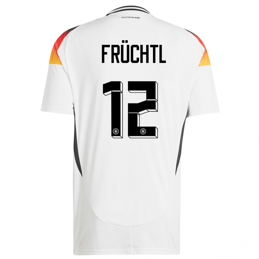 Niño Fútbol Camiseta Alemania Christian Fruchtl #12 Blanco 1ª Equipación 24-26 Perú