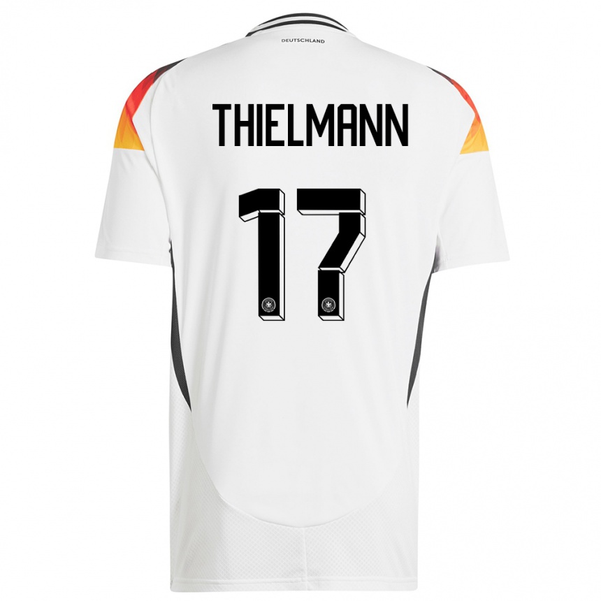 Niño Fútbol Camiseta Alemania Jan Thielmann #17 Blanco 1ª Equipación 24-26 Perú