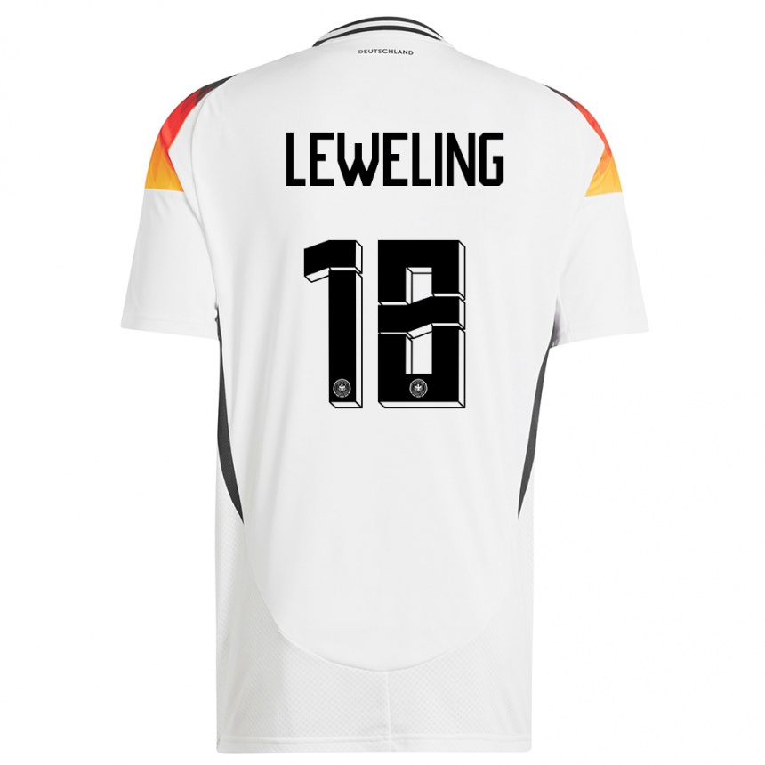 Niño Fútbol Camiseta Alemania Jamie Leweling #18 Blanco 1ª Equipación 24-26 Perú