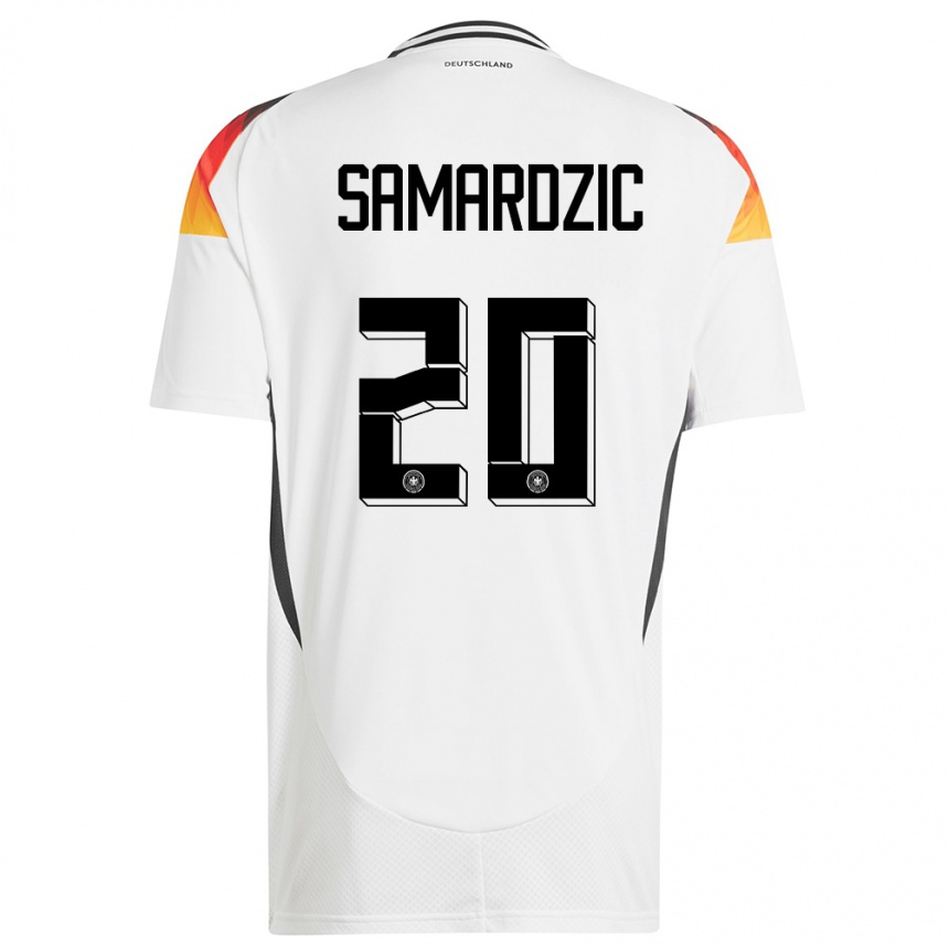 Niño Fútbol Camiseta Alemania Lazar Samardzic #20 Blanco 1ª Equipación 24-26 Perú