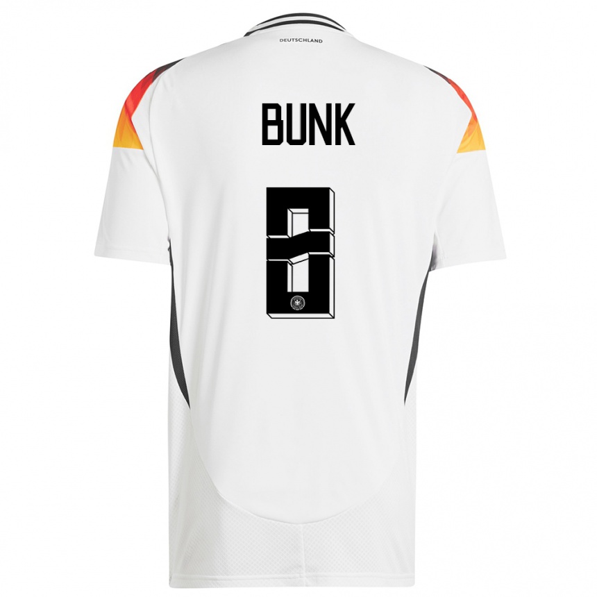 Niño Fútbol Camiseta Alemania Daniel Bunk #8 Blanco 1ª Equipación 24-26 Perú