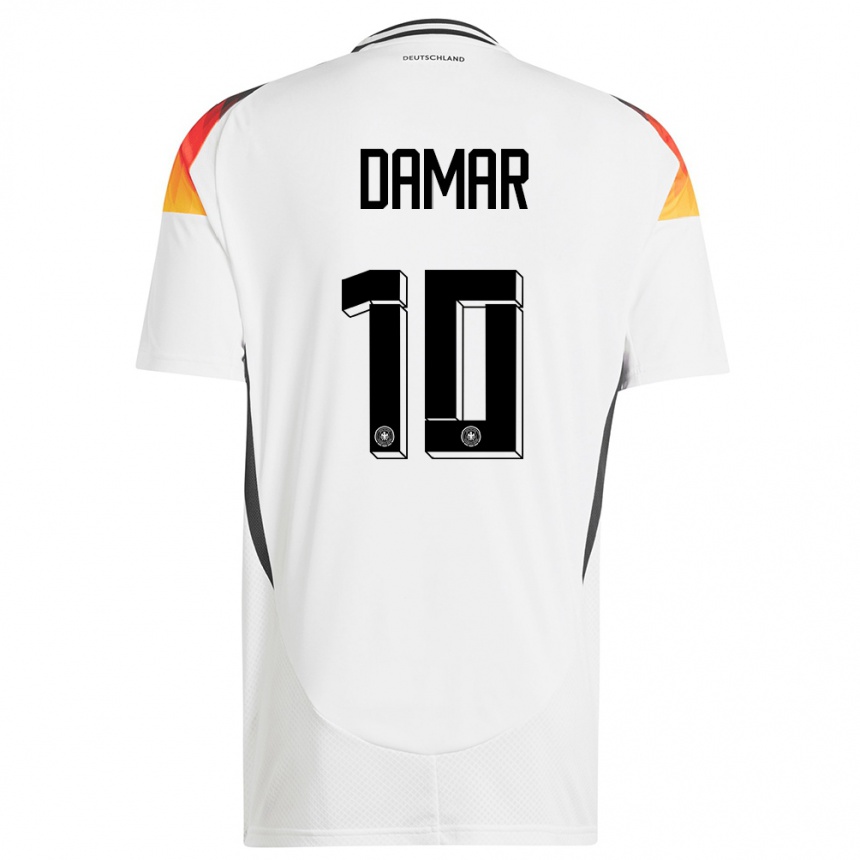 Niño Fútbol Camiseta Alemania Muhammed Damar #10 Blanco 1ª Equipación 24-26 Perú