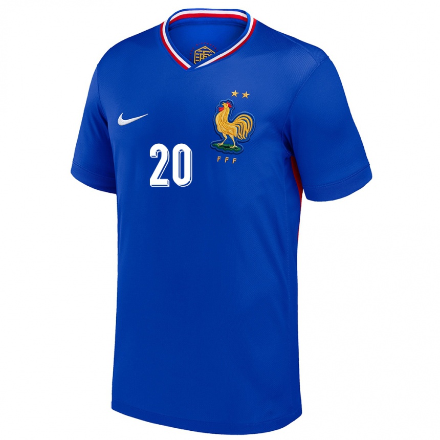 Niño Fútbol Camiseta Francia Pierre Kalulu #20 Azul 1ª Equipación 24-26 Perú