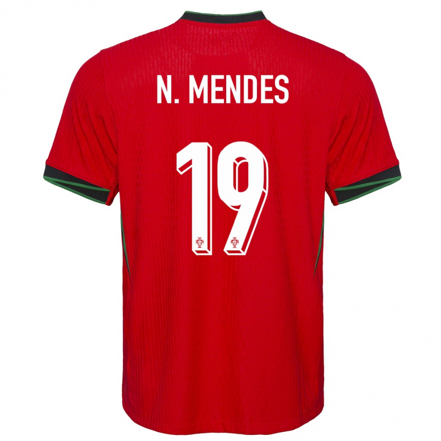 Niño Fútbol Camiseta Portugal Nuno Mendes #19 Rojo 1ª Equipación 24-26 Perú