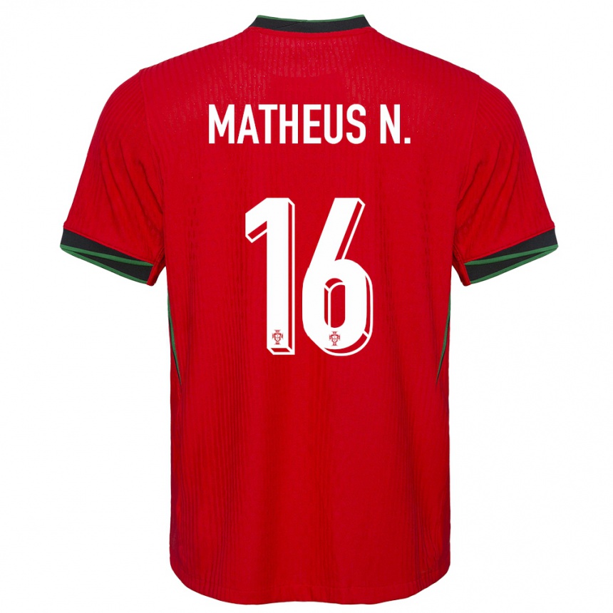 Niño Fútbol Camiseta Portugal Matheus Nunes #16 Rojo 1ª Equipación 24-26 Perú