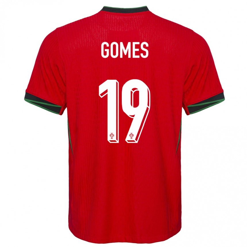 Niño Fútbol Camiseta Portugal Diana Gomes #19 Rojo 1ª Equipación 24-26 Perú