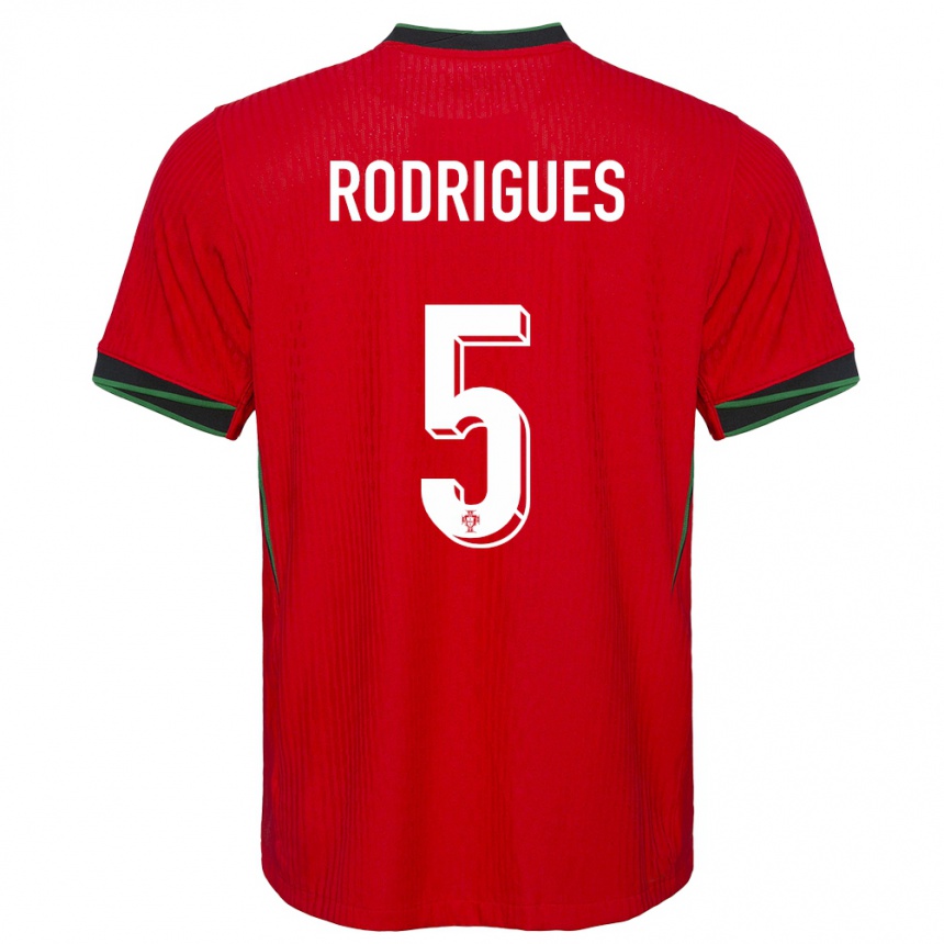 Niño Fútbol Camiseta Portugal Rafael Rodrigues #5 Rojo 1ª Equipación 24-26 Perú