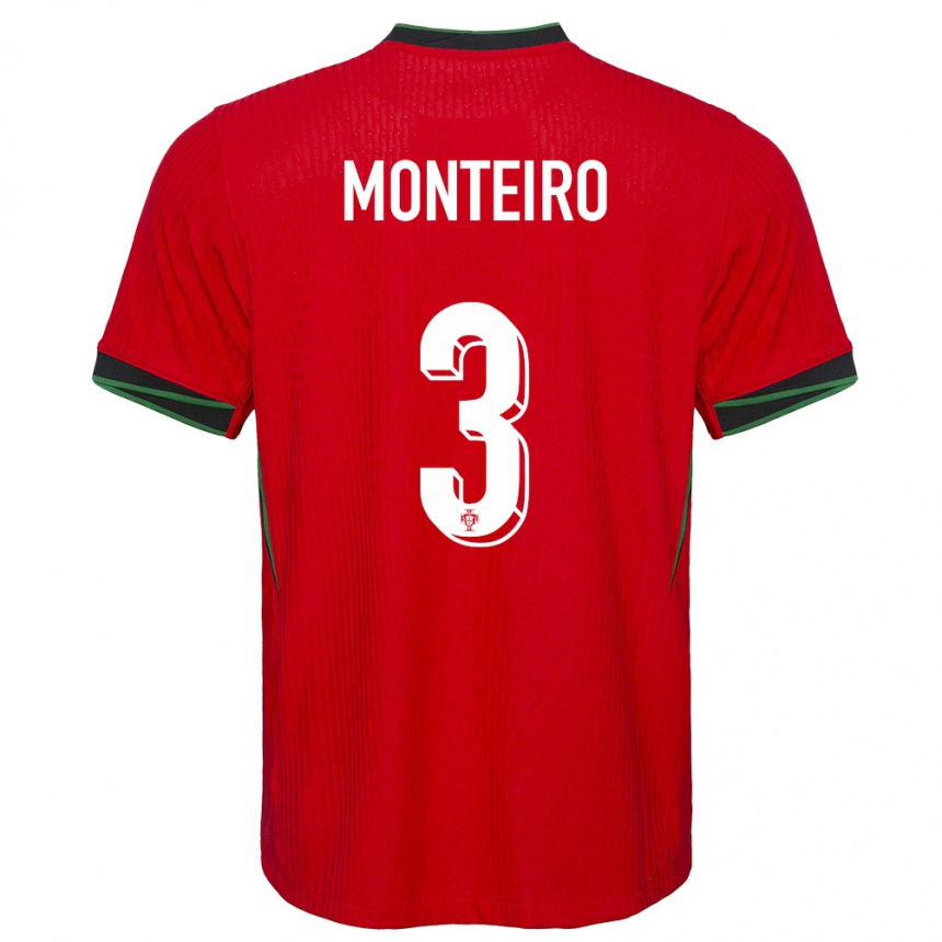 Niño Fútbol Camiseta Portugal Diogo Monteiro #3 Rojo 1ª Equipación 24-26 Perú